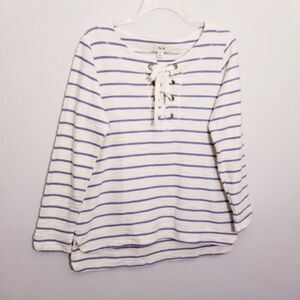 PER SE Lace-Up High Low Tunic New England Style Beach Hamptons Nautical Size M